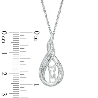 0.10 CT. T.W. Diamond "MOM" Teardrop Pendant in 10K White Gold|Peoples Jewellers