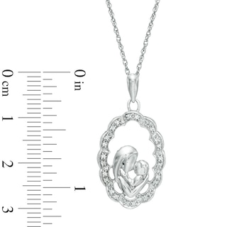 0.10 CT. T.W. Diamond Motherly Love Scallop Oval Pendant in 10K White Gold|Peoples Jewellers