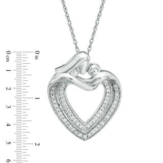 0.25 CT. T.W. Diamond Motherly Love Heart Pendant in 10K White Gold|Peoples Jewellers