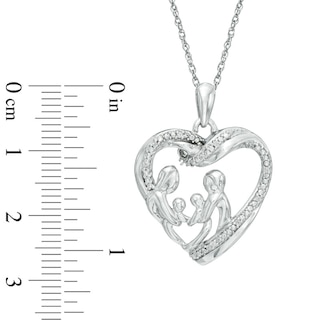 Diamond Accent Family Heart Pendant in 10K White Gold|Peoples Jewellers