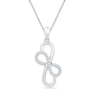 0.16 CT. T.W. Diamond Double Infinity Pendant in Sterling Silver|Peoples Jewellers