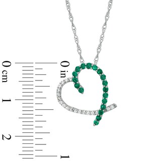 Lab-Created Emerald and White Sapphire Heart Pendant in Sterling Silver|Peoples Jewellers