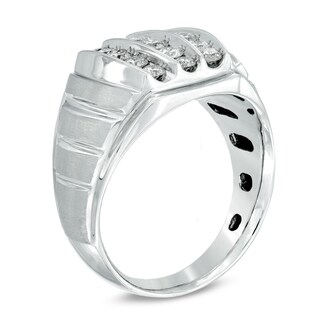 Men's 1.00 CT. T.W. Diamond Stripe Ring in 10K White Gold|Peoples Jewellers