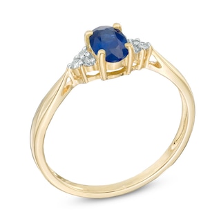 Oval Blue Sapphire and Diamond Accent Ring in 14K Gold|Peoples Jewellers