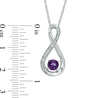 5.0mm Amethyst and Diamond Accent Infinity Pendant in Sterling Silver|Peoples Jewellers