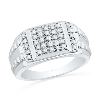 Men's 0.50 CT. T.W. Diamond Stepped Ring in 10K White Gold|Peoples Jewellers