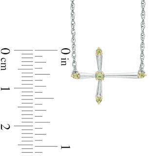 Peridot Sideways Cross Necklace in Sterling Silver|Peoples Jewellers