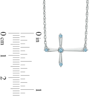 Aquamarine Sideways Cross Necklace in Sterling Silver|Peoples Jewellers