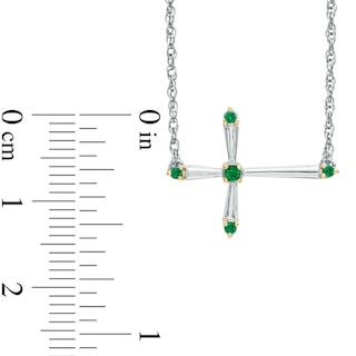 Lab-Created Emerald Sideways Cross Necklace in Sterling Silver|Peoples Jewellers