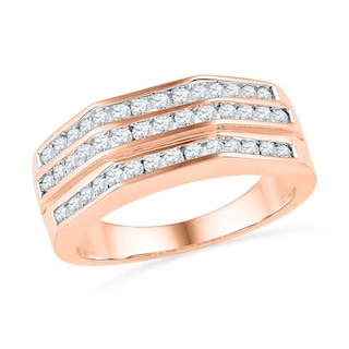 Men's 1.00 CT. T.W. Diamond Wedding Band in 10K Rose Gold|Peoples Jewellers