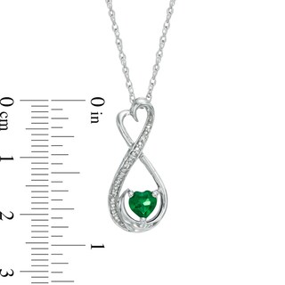 5.0mm Heart-Shaped Lab-Created Emerald and Diamond Accent Mom Heart Pendant in Sterling Silver|Peoples Jewellers