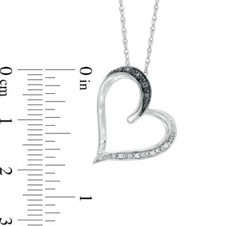 Black and White Diamond Accent Tilted Heart Pendant in Sterling Silver|Peoples Jewellers