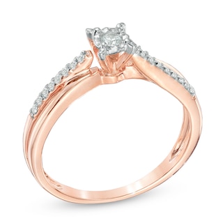 0.25 CT. T.W. Diamond Split Shank Promise Ring in 10K Rose Gold|Peoples Jewellers