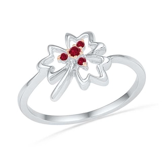 Lab-Created Ruby Maple Leaf Ring in Sterling Silver|Peoples Jewellers