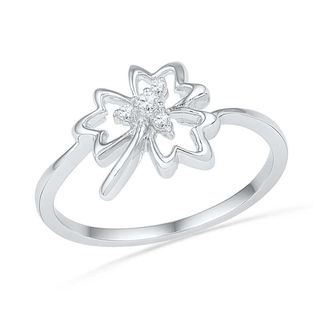 Lab-Created White Sapphire Maple Leaf Ring in Sterling Silver|Peoples Jewellers