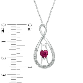 5.0mm Heart-Shaped Lab-Created Ruby and Diamond Accent "MOM" Infinity Pendant in Sterling Silver|Peoples Jewellers