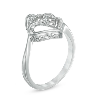 Diamond Accent Motherly Love Heart Ring in Sterling Silver|Peoples Jewellers