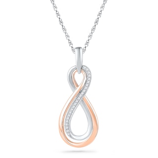 0.10 CT. T.W. Diamond Double Infinity Pendant in Sterling Silver and 10K Rose Gold|Peoples Jewellers