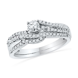 0.50 CT. T.W. Diamond Double Row Bridal Set in 10K White Gold|Peoples Jewellers