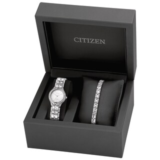 Ladies' Citizen Eco-Drive® Crystal Watch and Bracelet Set (Model: FE2060-61A)|Peoples Jewellers