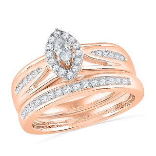 0.50 CT. T.W. Marquise Diamond Frame Bridal Set in 10K Rose Gold|Peoples Jewellers