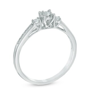0.16 CT. T.W. Diamond Three Stone Promise Ring in 10K White Gold|Peoples Jewellers