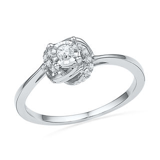 0.16 CT. T.W. Diamond Knot Frame Promise Ring in 10K White Gold|Peoples Jewellers