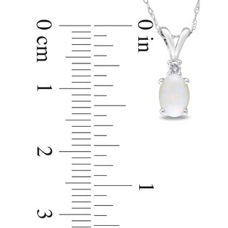 Oval Opal and Diamond Accent Pendant in 10K White Gold - 17"|Peoples Jewellers