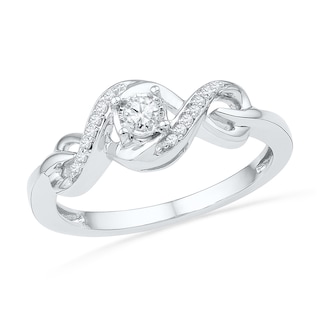 0.13 CT. T.W. Diamond Ribbon Twist Promise Ring in 10K White Gold|Peoples Jewellers