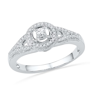 0.25 CT. T.W. Diamond Vintage-Style Promise Ring in 10K White Gold|Peoples Jewellers
