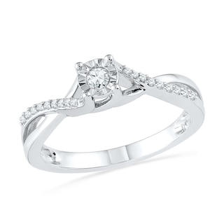 0.16 CT. T.W. Diamond Twist Shank Promise Ring in 10K White Gold|Peoples Jewellers