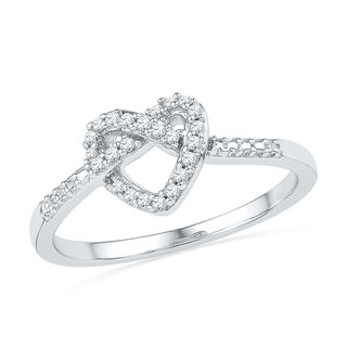 0.13 CT. T.W. Diamond Heart-Shaped Knot Ring in 10K White Gold|Peoples Jewellers