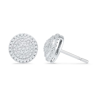 0.50 CT. T.W. Diamond Layered Circle Stud Earrings in 10K White Gold|Peoples Jewellers