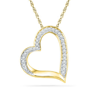 0.13 CT. T.W. Diamond Tilted Heart Pendant in 10K Gold|Peoples Jewellers