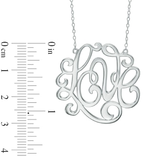 Script Monogram "Love" Necklace in Sterling Silver|Peoples Jewellers