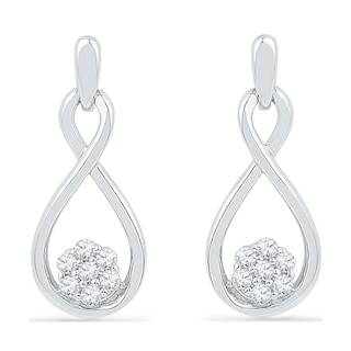 0.10 CT. T.W. Diamond Cluster Infinity Drop Earrings in 10K White Gold|Peoples Jewellers