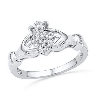 Diamond Accent Claddagh Ring in Sterling Silver|Peoples Jewellers