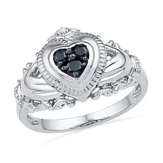 CT. T.W. Diamond Claddagh Ring in Sterling Silver|Peoples Jewellers