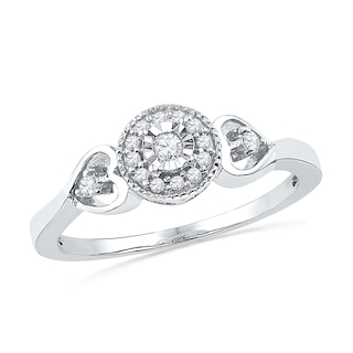 0.13 CT. T.W. Diamond Frame Promise Ring in Sterling Silver|Peoples Jewellers