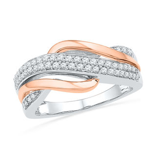 0.33 CT. T.W. Diamond Wave Ring in Sterling Silver and 10K Rose Gold|Peoples Jewellers