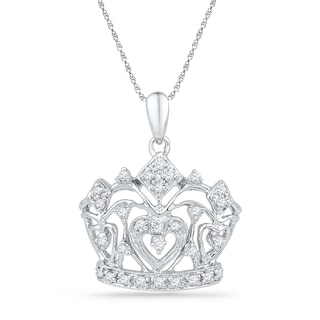 0.16 CT. T.W. Diamond Crown Pendant in Sterling Silver|Peoples Jewellers