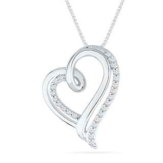 0.25 CT. T.W. Diamond Layered Heart Pendant in Sterling Silver|Peoples Jewellers