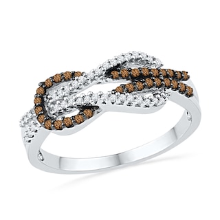 0.25 CT. T.W. Enhanced Champagne and White Diamond Infinity Ring in 10K White Gold|Peoples Jewellers