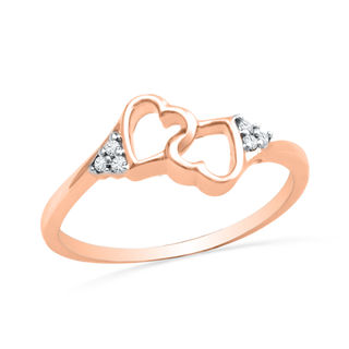 Diamond Accent Double Heart Promise Ring in 10K Rose Gold|Peoples Jewellers