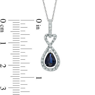 Pear-Shaped Blue Sapphire and 0.085 CT. T.W. Diamond Loop Pendant in 10K White Gold|Peoples Jewellers