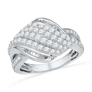 1.00 CT. T.W. Diamond Rolling Wave Ring in 10K White Gold|Peoples Jewellers