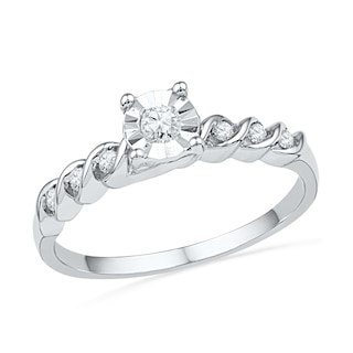 0.20 CT. T.W. Diamond Cascading Shank Promise Ring in Sterling Silver|Peoples Jewellers
