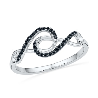 0.10 CT. T.W. Black Diamond Double Infinity Ring in Sterling Silver|Peoples Jewellers