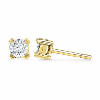 Diamond Accent Solitaire Stud Earrings in 10K Gold|Peoples Jewellers