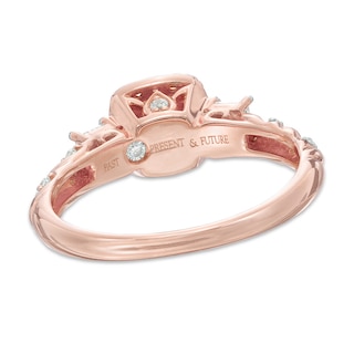 0.70 CT. T.W. Princess-Cut Diamond Frame Past Present Future® Engagement Ring in 14K Rose Gold|Peoples Jewellers